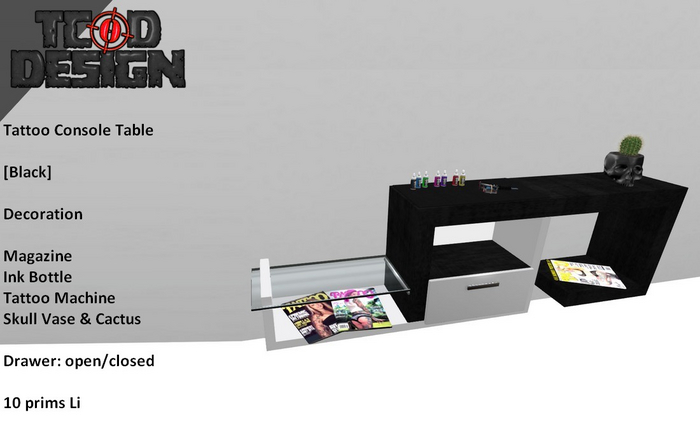 Tattoo Console Table [Black] [ADD ME]...