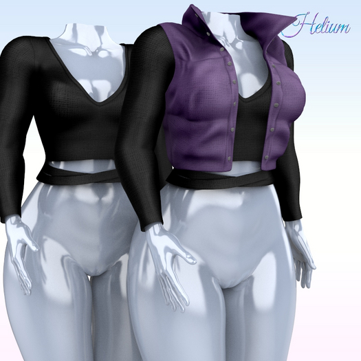 Black Purple Vest Blouse