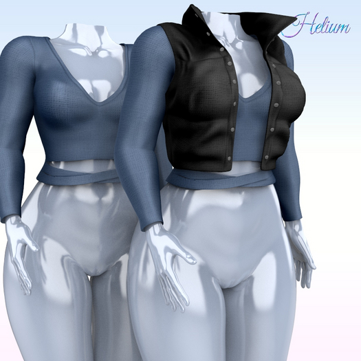 Navy Black Vest Blouse