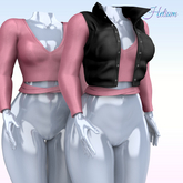 Pink Black Vest Blouse