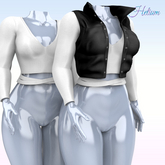 White Black Vest Blouse