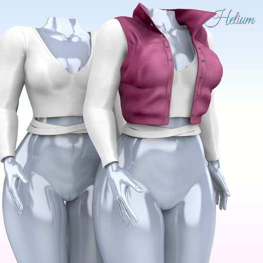 White Pink Vest Blouse
