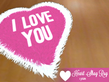 Valentines Heart Shag Rug Pink I Love You