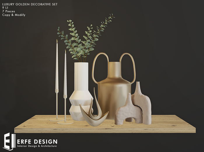 Luxury golden decorative set 9 LI  7 pcs [Erfe Design]*