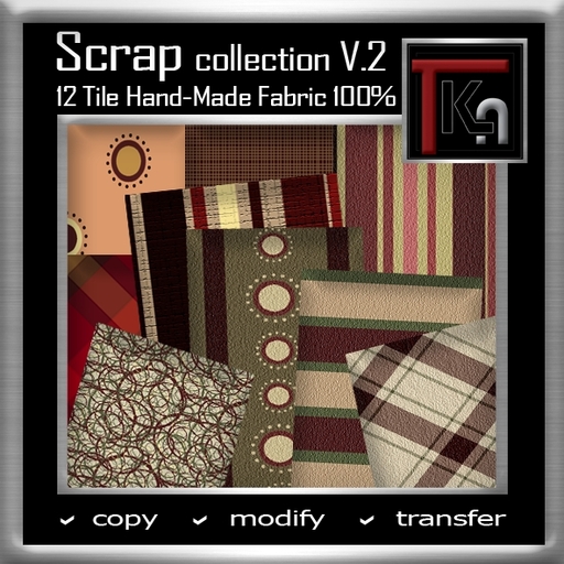 TKA-Scrap Collection V.2 - 12 Tile Hand-Made Textures Fabric 100% - Full perms