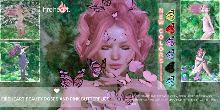 Beauty Poses and Butterflies-Blue