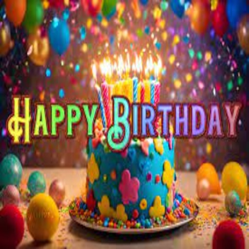happy birthday with cake & balloons