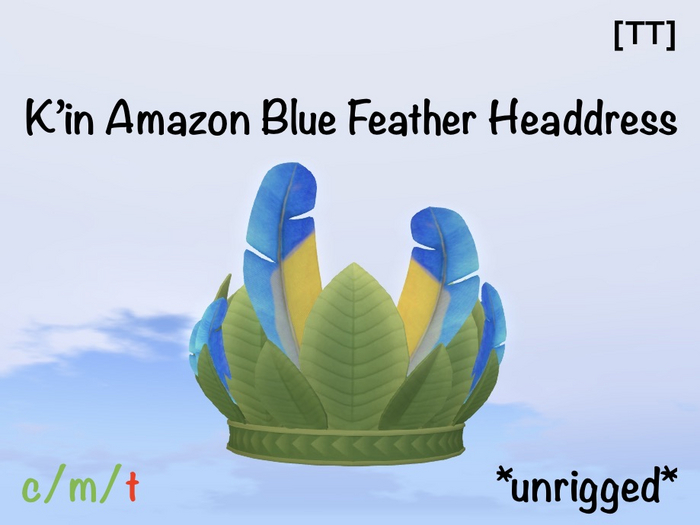 [TT] K'in Amazon Blue Feather Tribal Headdress