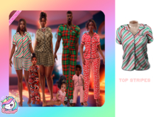 #UNIVERSA - Cozy Pajamas Top - Stripes - Women - Gen X Curvy & Classic - Khara - Kupra Bork Belly (Medium and Large)