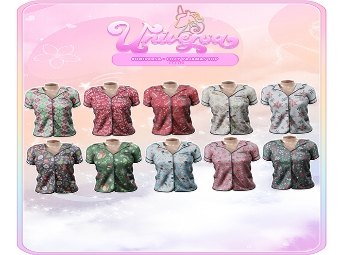 #UNIVERSA - Cozy Pajamas Top - xmas 1 pack - women - Gen X Curvy & Classic - Khara - Kupra Bork Belly (Medium and Large)