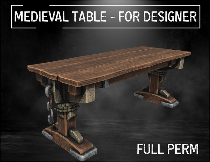 Medieval Wooden Table - For Designer - Full Perm