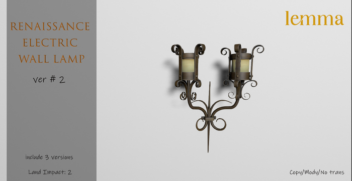 Lemma-Renaissance Electric wall lamp ver#2
