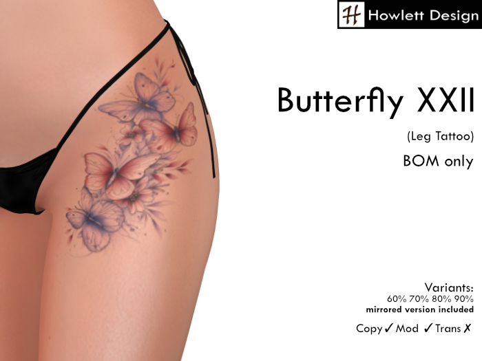 [HDesign] Butterfly XXII (Leg Tattoo)