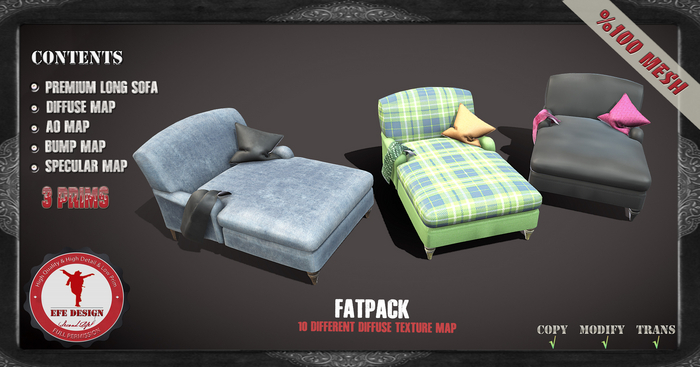 (Efe Design) Premium Long Sofa Fatpack Fullperm