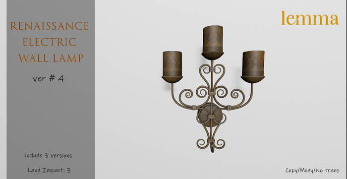 Lemma-Renaissance Electric wall lamp ver#4