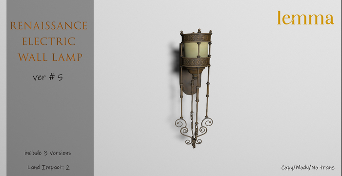 Lemma-Renaissance Electric wall lamp ver#5