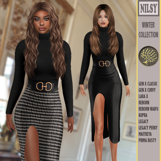BLACK KNIT TOP,2 SKIRT OPTION