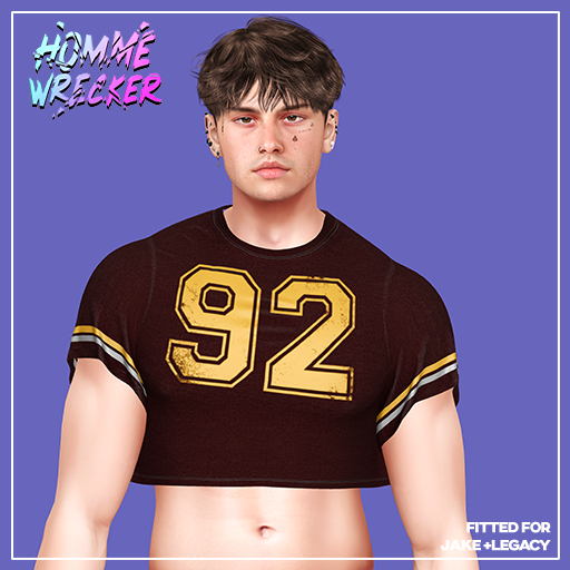 {Homme Wrecker}Varsity Crop-Burgandy  *Add Me*