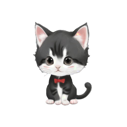 black kitten with red bow