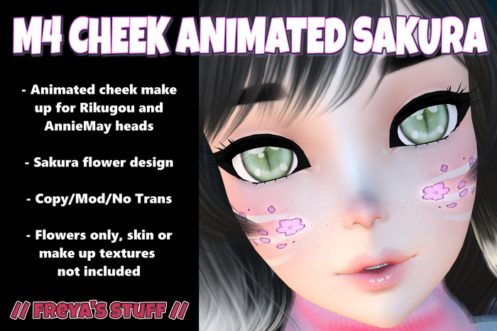 // M4 CHEEK ANIMATED SAKURA FLOWERS // Animated Face Make Up for Rikugou and AnnieMay // FREYA'S STUFF //