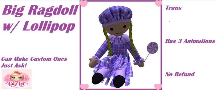 TTV Purple Rag Doll w Lollipop