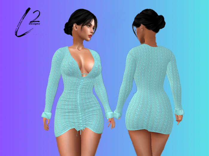 L2 Designs - Sweater Dress - Aqua