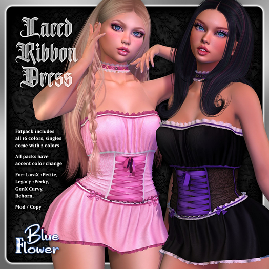 Blue Flower - Laced Ribbon Dress - Demo