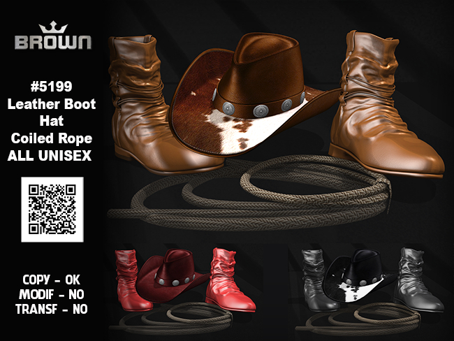 5199 Leather Boot / Hat / Coiled Rope - UNISEX packcowboy