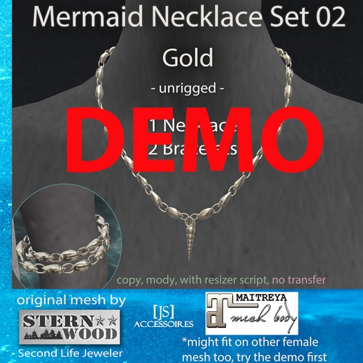 {JS} Mermaid Necklace Set 'Junonia with Auger Shell' - DEMO