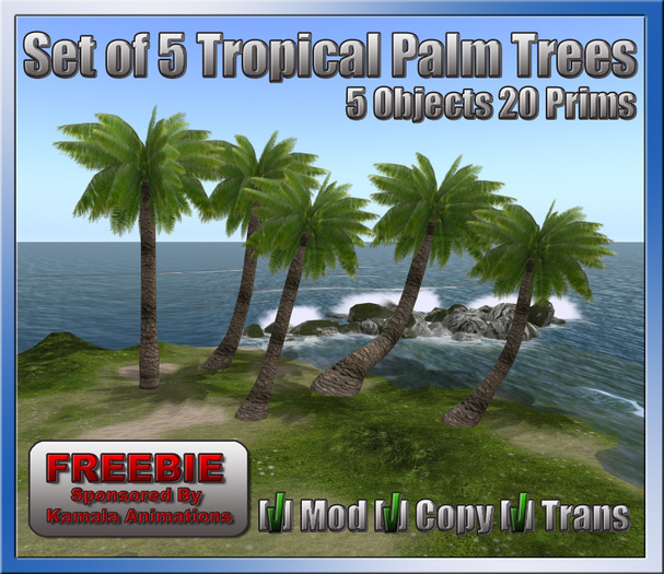 Freebie *Set of 5 Tropical Palm Trees* Kamala