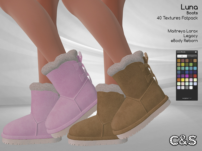 C&S Luna Boots for Maitreya, Legacy and eBody. 40 Text. Mix & Match