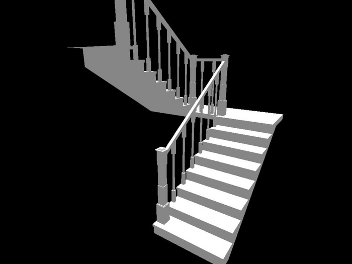 Staircase 7 tread return 3 prim mesh