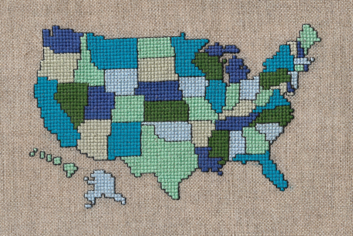 US States Map Needlework Texture