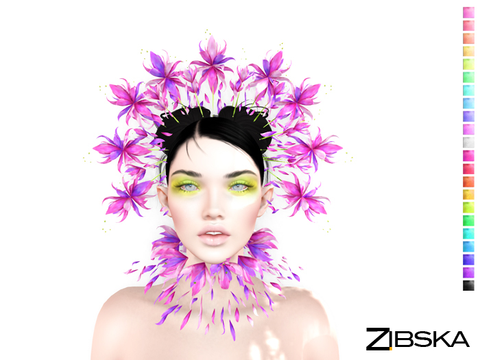 Zibska ~ Clemence color change flowers and petals headpiece and collar