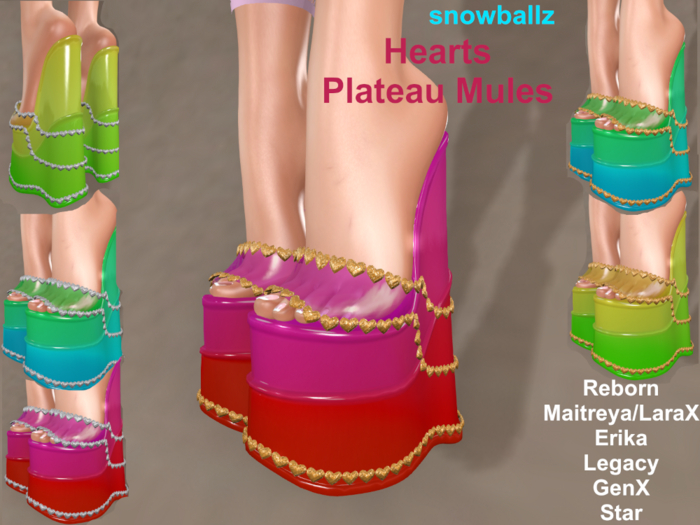☺☻SNOWBALLZ☻☺ Heart Plateau Mules -BERRY-