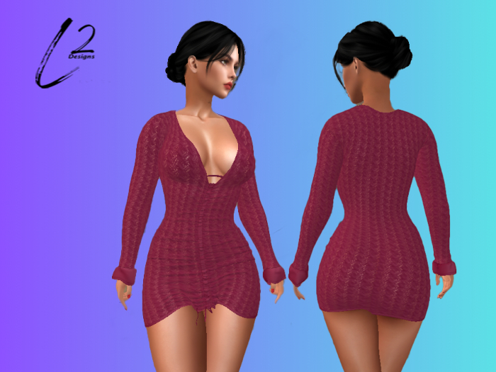 L2 Designs - Sweater Dress - Maroon