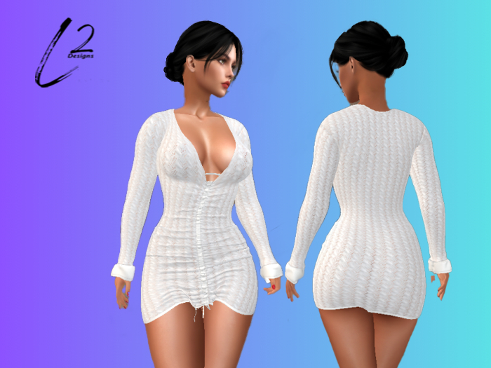L2 Designs - Sweater Dress - White