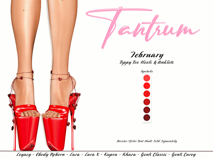 Tantrum - February Tippy Toe Heels/Anklet - Lipsticks