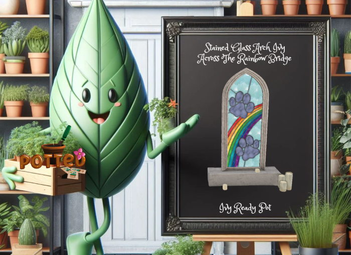 Potted ~ Stained Glass Arch Ivy Pot - Across The Rainbow Bridge