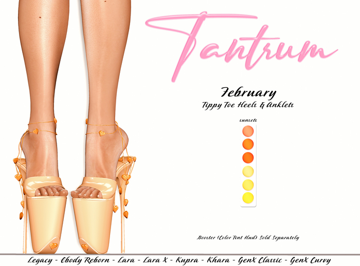 Tantrum - February Tippy Toe Heels/Anklet - Sunsets 