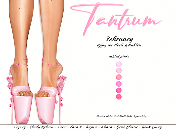Tantrum - February Tippy Toe Heels/Anklet - Tickled Pink 