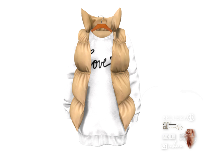 {amiable}Mesh Oversized Down Jacket Dress01
