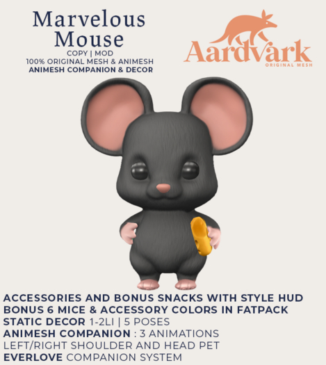 Aardvark : Marvelous Mouse -  Black  