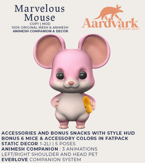 Aardvark : Marvelous Mouse -  Pink  