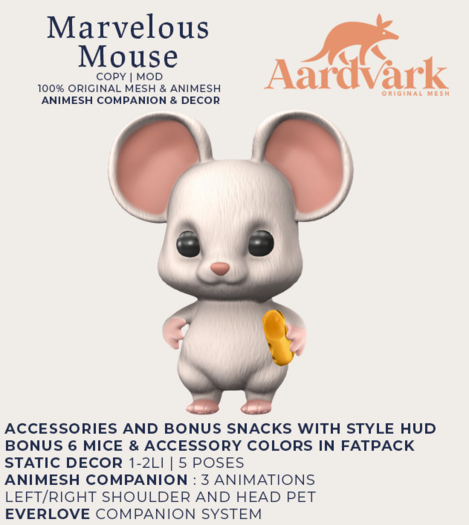 Aardvark : Marvelous Mouse -  White  