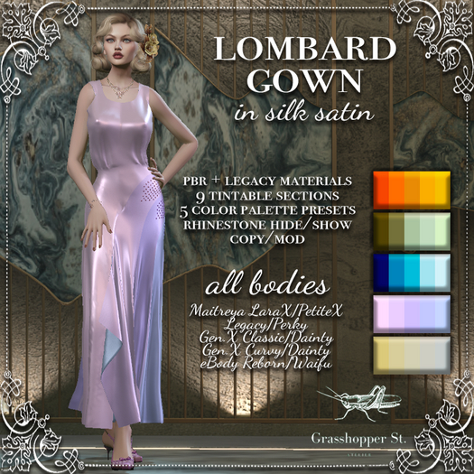 Grasshopper St Lombard Gown Satin All Bodies