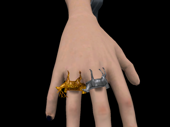 Sculpty + Mesh Deer Rings