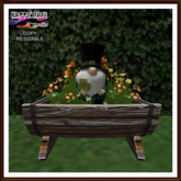 St Patrick - Resizable Leprechaun and Flowers in Half a Barrel