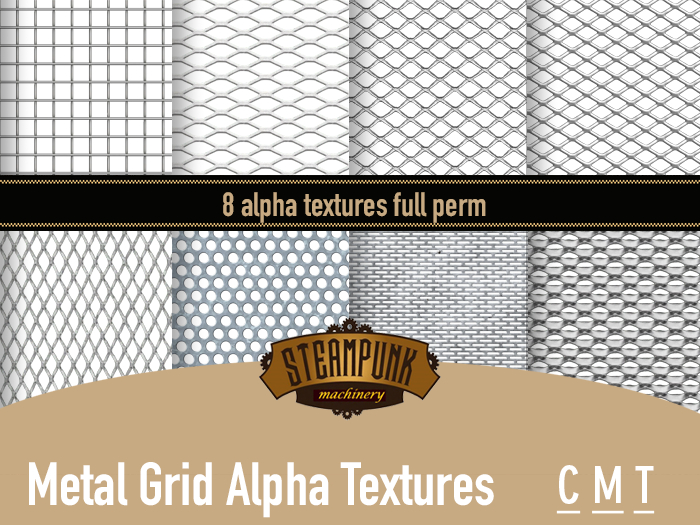 Steampunk Machinery - Metal Grid Alpha Textures Full Perm