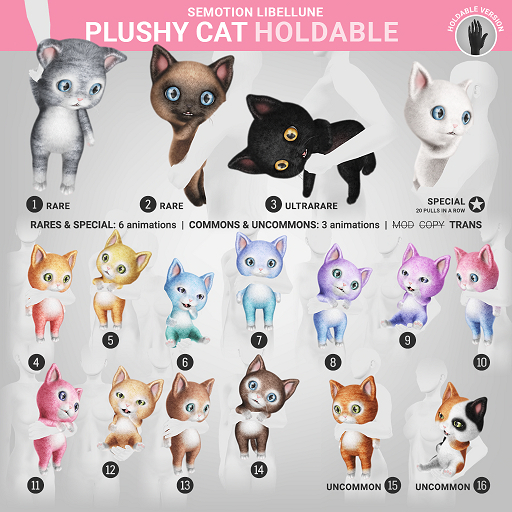 SEmotion Libellune Plushy Cat Holdable COMMON 12